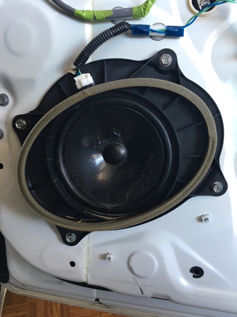 Close up of speaker in door